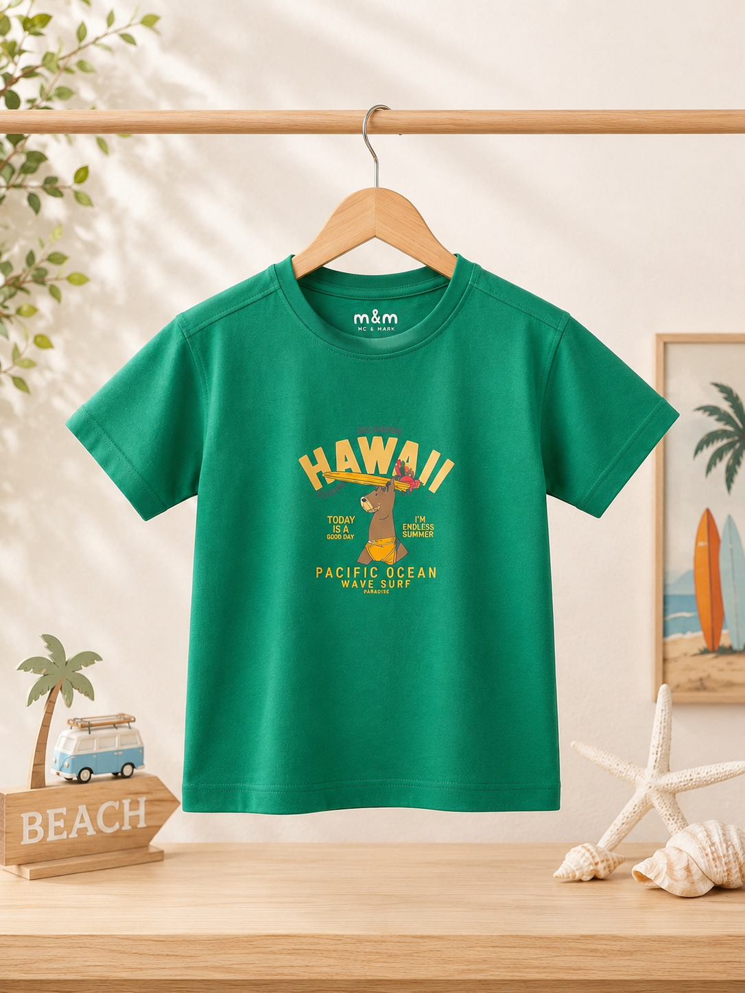 Green Hawaii Print T-Shirt