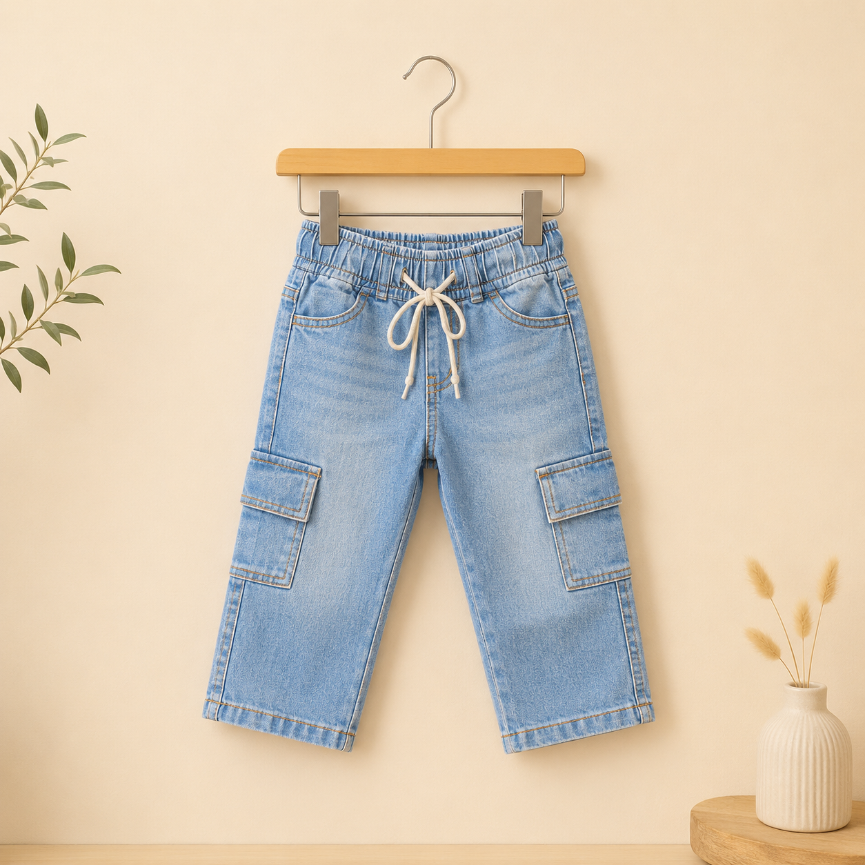 Light Blue Denim Cargo Pants